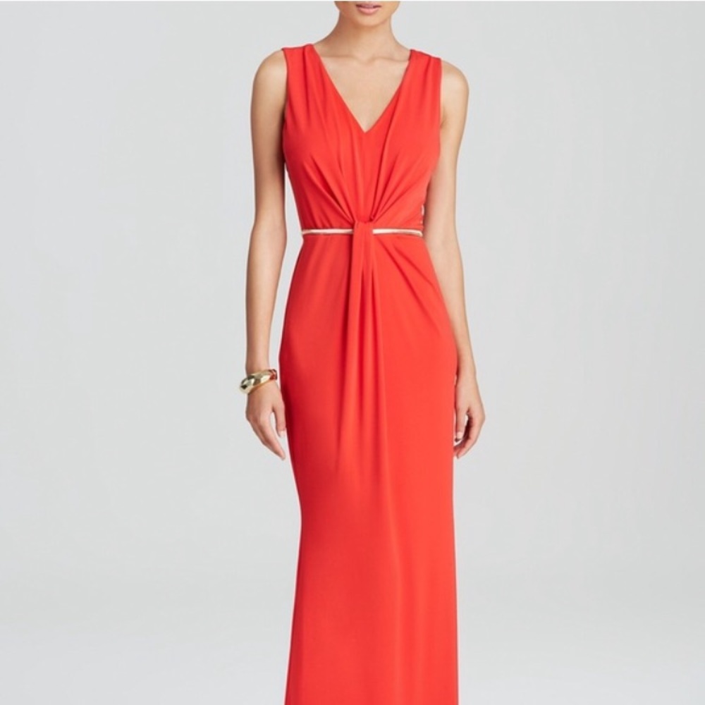 Laundry by Shelli Segal Red Ruched-Front Gown